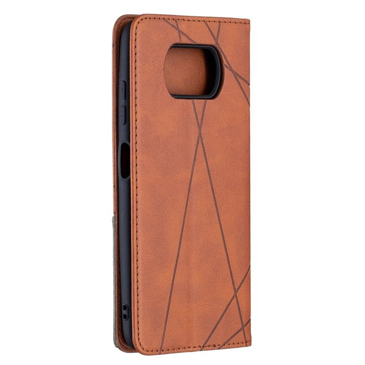 For Xiaomi Mi Poco X3 Rhombus Texture Horizontal Flip Magnetic Leather Case with Holder & Card Slots
