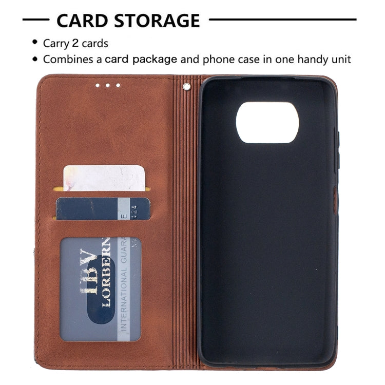 For Xiaomi Mi Poco X3 Rhombus Texture Horizontal Flip Magnetic Leather Case with Holder & Card Slots