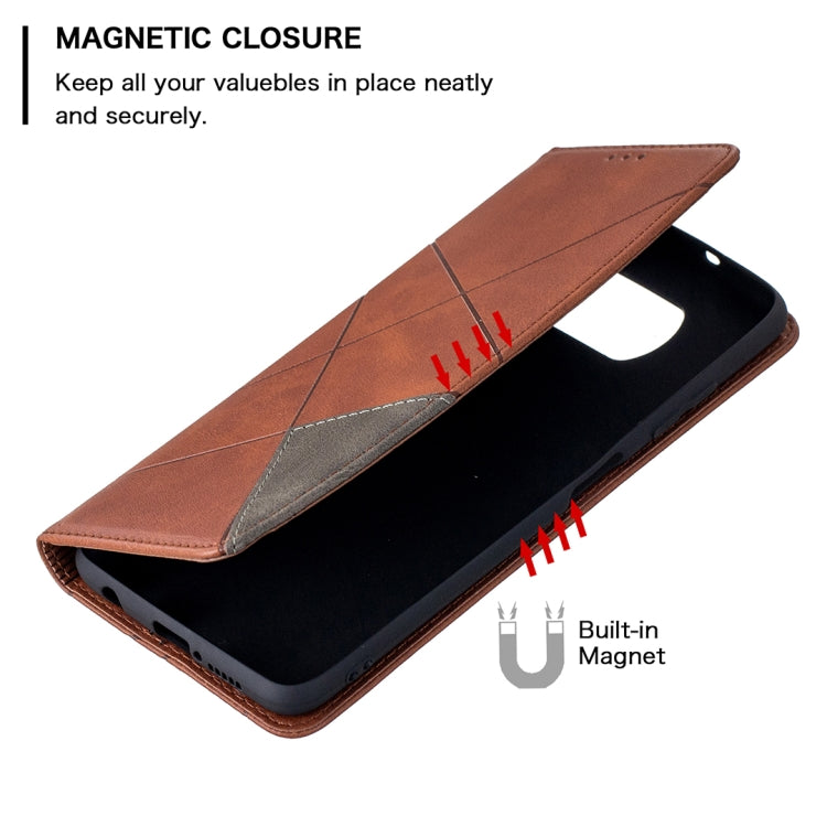 For Xiaomi Mi Poco X3 Rhombus Texture Horizontal Flip Magnetic Leather Case with Holder & Card Slots