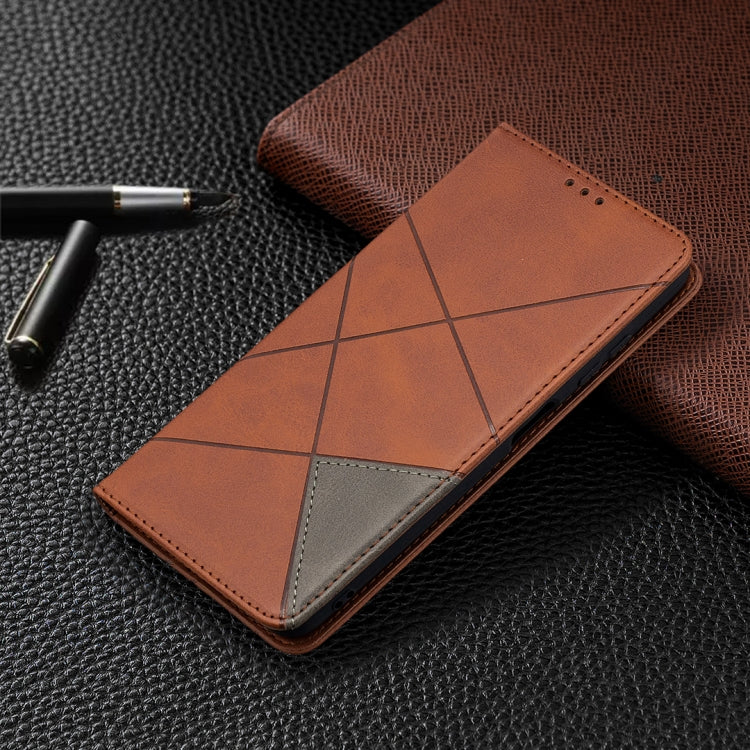 For Xiaomi Mi Poco X3 Rhombus Texture Horizontal Flip Magnetic Leather Case with Holder & Card Slots