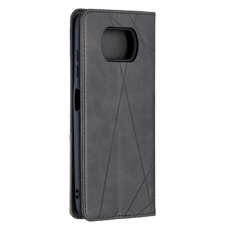 For Xiaomi Mi Poco X3 Rhombus Texture Horizontal Flip Magnetic Leather Case with Holder & Card Slots