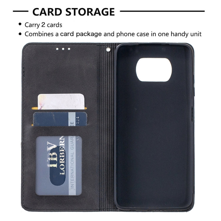 For Xiaomi Mi Poco X3 Rhombus Texture Horizontal Flip Magnetic Leather Case with Holder & Card Slots