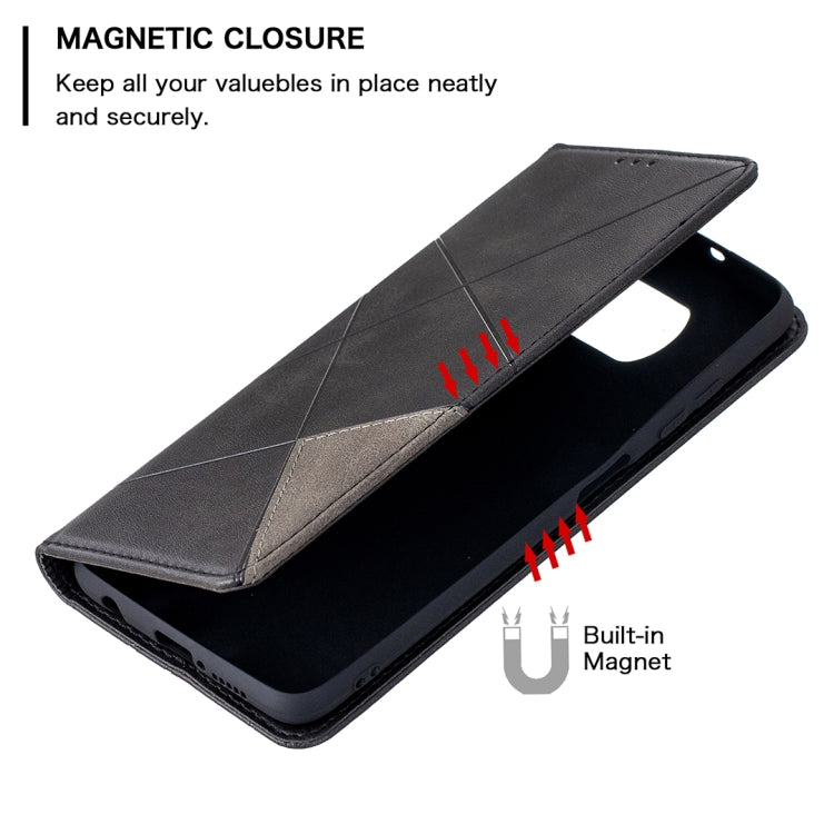 For Xiaomi Mi Poco X3 Rhombus Texture Horizontal Flip Magnetic Leather Case with Holder & Card Slots