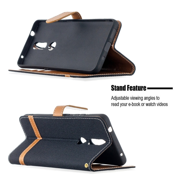 For Nokia 2.4 Color Matching Denim Texture Leather Case with Holder & Card Slots & Wallet & Lanyard