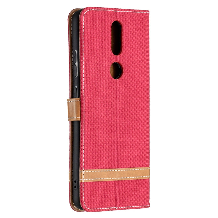 For Nokia 2.4 Color Matching Denim Texture Leather Case with Holder & Card Slots & Wallet & Lanyard