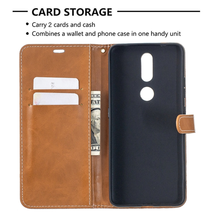 For Nokia 2.4 Color Matching Denim Texture Leather Case with Holder & Card Slots & Wallet & Lanyard