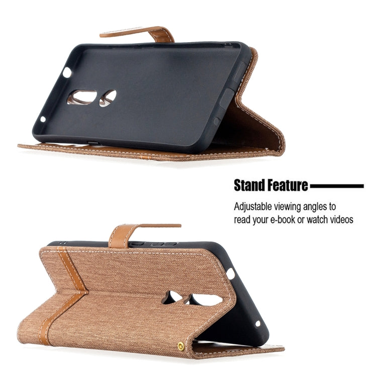 For Nokia 2.4 Color Matching Denim Texture Leather Case with Holder & Card Slots & Wallet & Lanyard