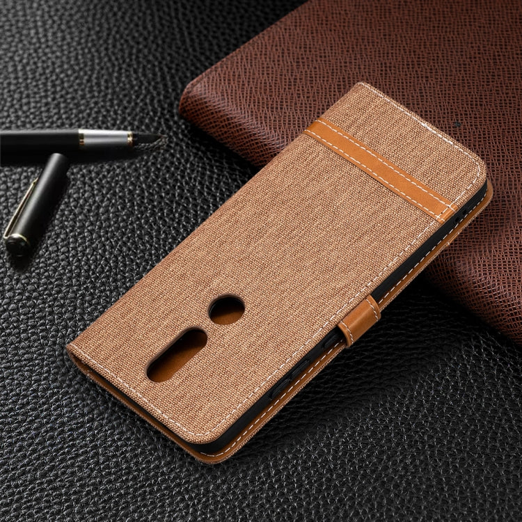 For Nokia 2.4 Color Matching Denim Texture Leather Case with Holder & Card Slots & Wallet & Lanyard