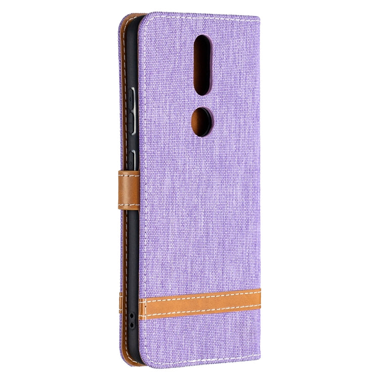 For Nokia 2.4 Color Matching Denim Texture Leather Case with Holder & Card Slots & Wallet & Lanyard