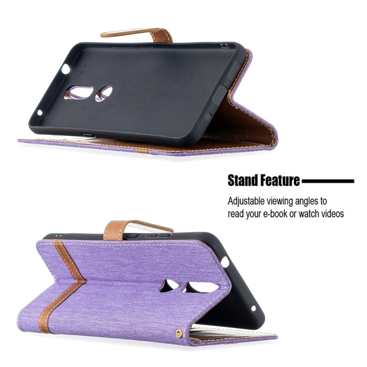 For Nokia 2.4 Color Matching Denim Texture Leather Case with Holder & Card Slots & Wallet & Lanyard