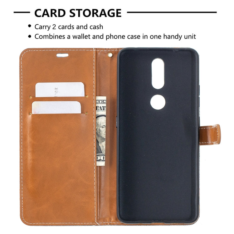 For Nokia 2.4 Color Matching Denim Texture Leather Case with Holder & Card Slots & Wallet & Lanyard