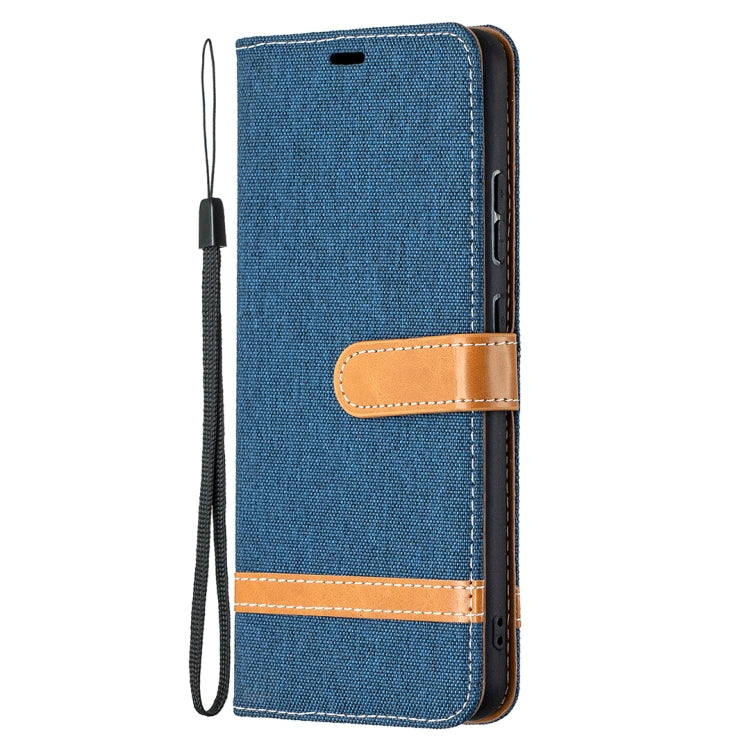 For Nokia 2.4 Color Matching Denim Texture Leather Case with Holder & Card Slots & Wallet & Lanyard