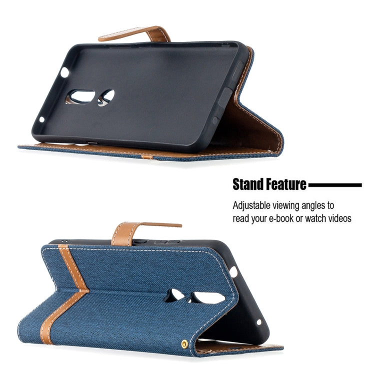 For Nokia 2.4 Color Matching Denim Texture Leather Case with Holder & Card Slots & Wallet & Lanyard