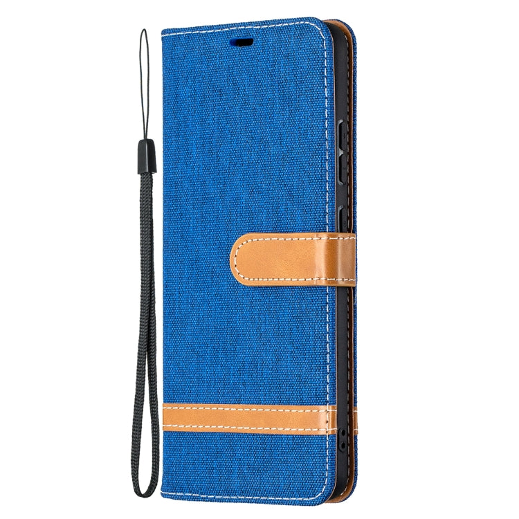 For Nokia 2.4 Color Matching Denim Texture Leather Case with Holder & Card Slots & Wallet & Lanyard