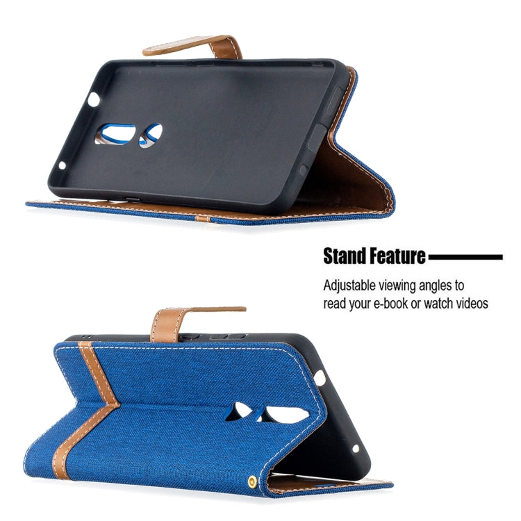 For Nokia 2.4 Color Matching Denim Texture Leather Case with Holder & Card Slots & Wallet & Lanyard
