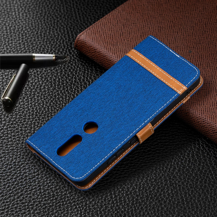 For Nokia 2.4 Color Matching Denim Texture Leather Case with Holder & Card Slots & Wallet & Lanyard
