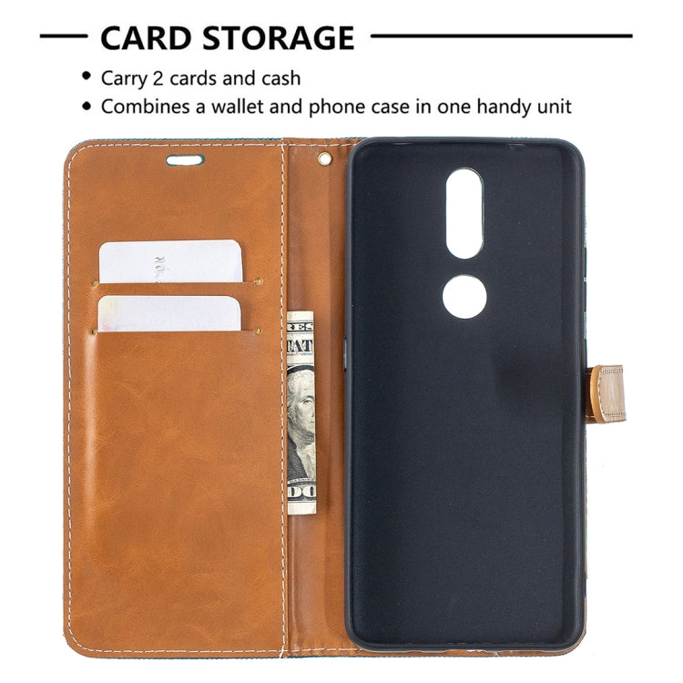 For Nokia 2.4 Color Matching Denim Texture Leather Case with Holder & Card Slots & Wallet & Lanyard