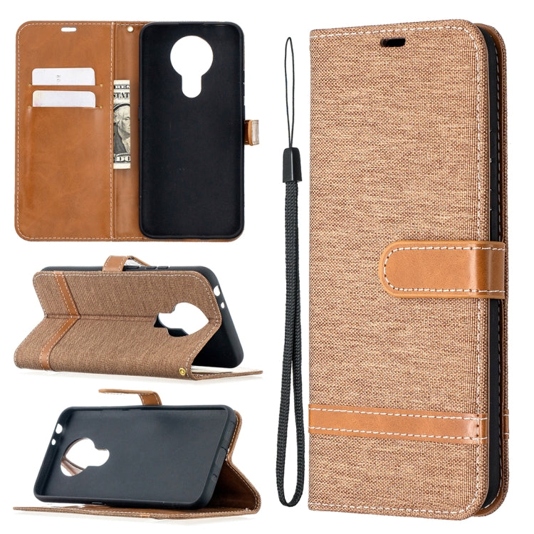 For Nokia 3.4 Color Matching Denim Texture Leather Case with Holder & Card Slots & Wallet & Lanyard
