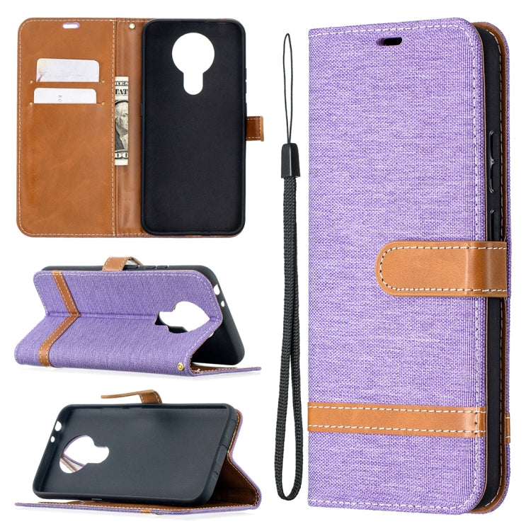 For Nokia 3.4 Color Matching Denim Texture Leather Case with Holder & Card Slots & Wallet & Lanyard