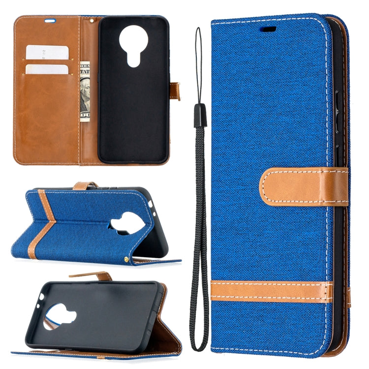 For Nokia 3.4 Color Matching Denim Texture Leather Case with Holder & Card Slots & Wallet & Lanyard
