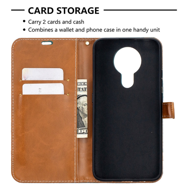 For Nokia 3.4 Color Matching Denim Texture Leather Case with Holder & Card Slots & Wallet & Lanyard