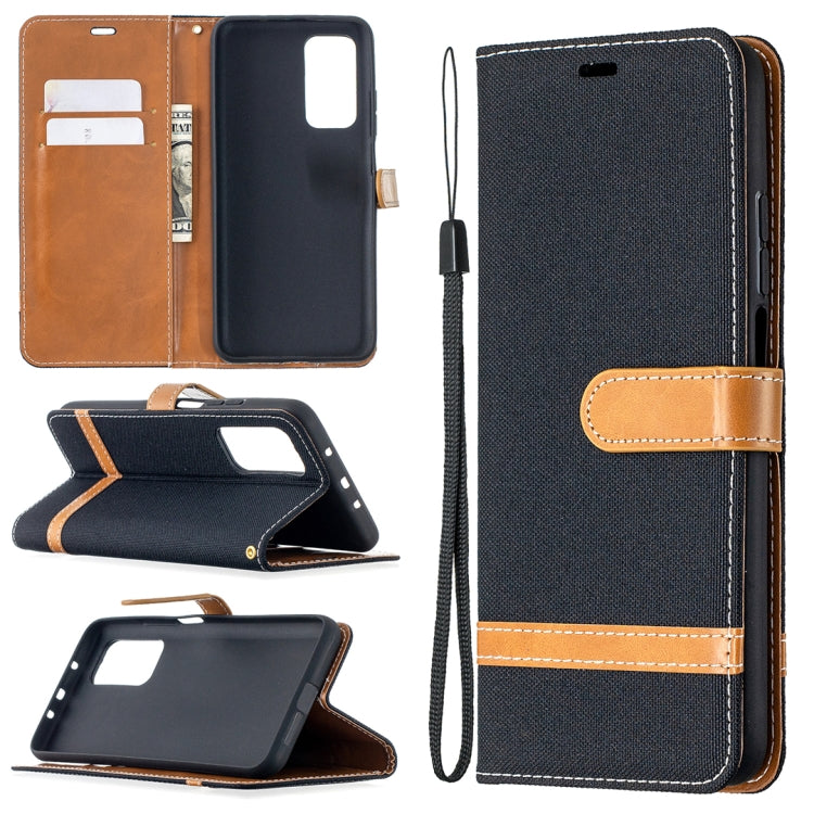 For Xiaomi Mi 10T / 10 Pro 5G Color Matching Denim Texture Leather Case with Holder & Card Slots & Wallet & Lanyard
