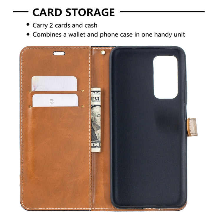 For Xiaomi Mi 10T / 10 Pro 5G Color Matching Denim Texture Leather Case with Holder & Card Slots & Wallet & Lanyard