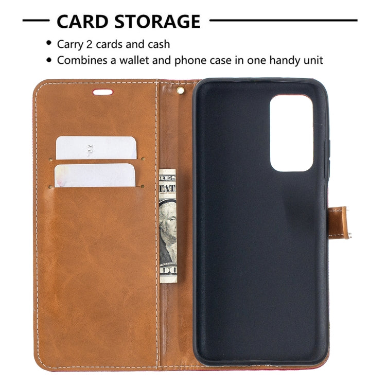 For Xiaomi Mi 10T / 10 Pro 5G Color Matching Denim Texture Leather Case with Holder & Card Slots & Wallet & Lanyard