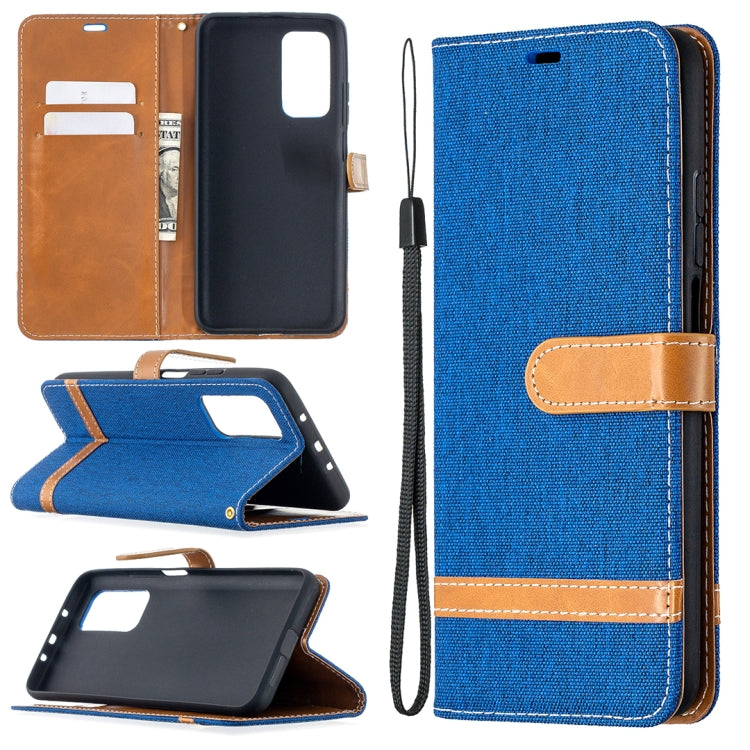 For Xiaomi Mi 10T / 10 Pro 5G Color Matching Denim Texture Leather Case with Holder & Card Slots & Wallet & Lanyard