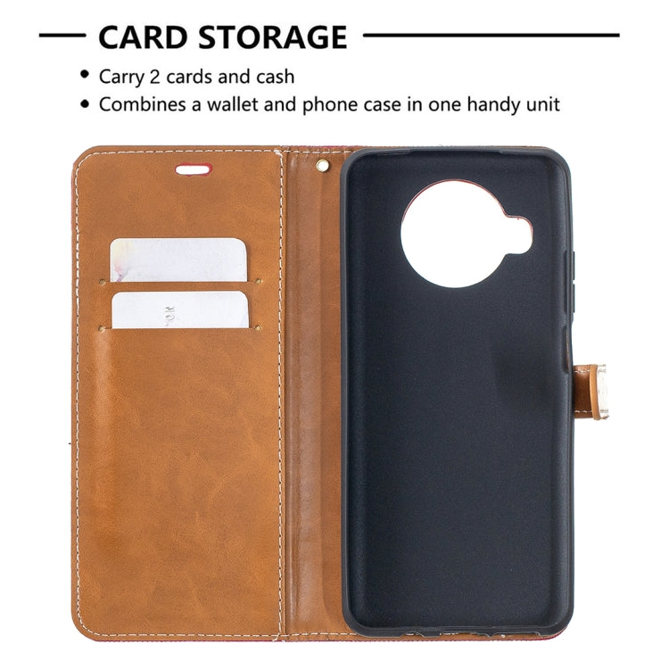 For Xiaomi Mi 10T Lite 5G Color Matching Denim Texture Leather Case with Holder & Card Slots & Wallet & Lanyard