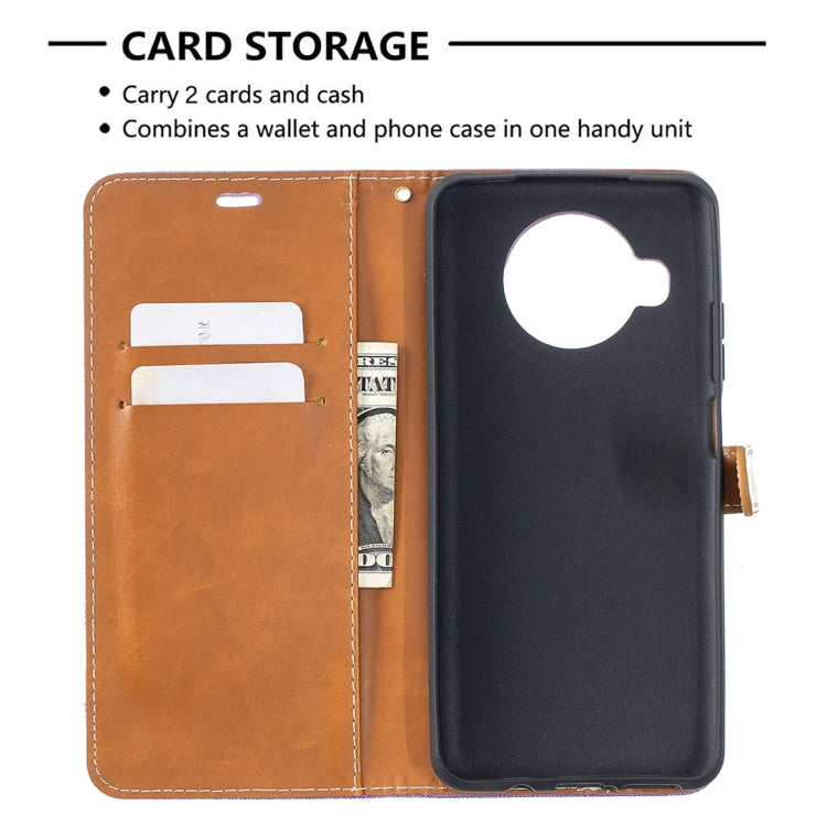 For Xiaomi Mi 10T Lite 5G Color Matching Denim Texture Leather Case with Holder & Card Slots & Wallet & Lanyard