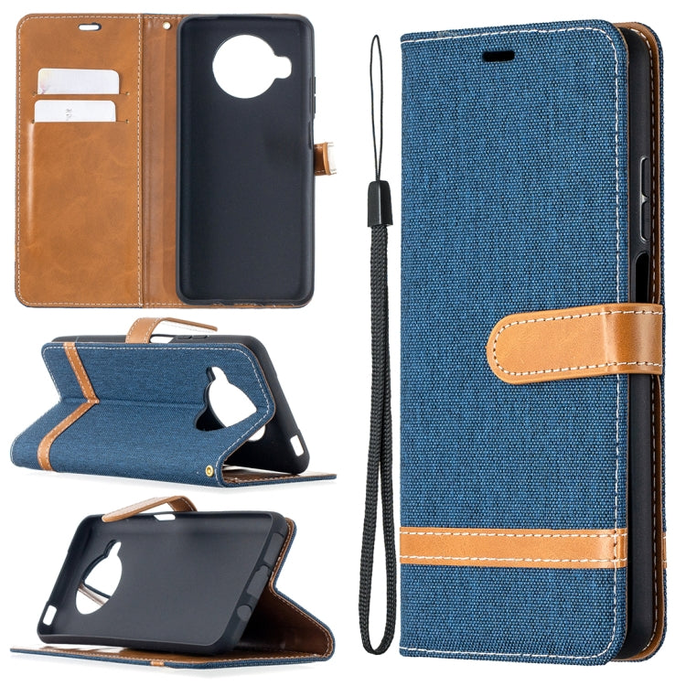 For Xiaomi Mi 10T Lite 5G Color Matching Denim Texture Leather Case with Holder & Card Slots & Wallet & Lanyard