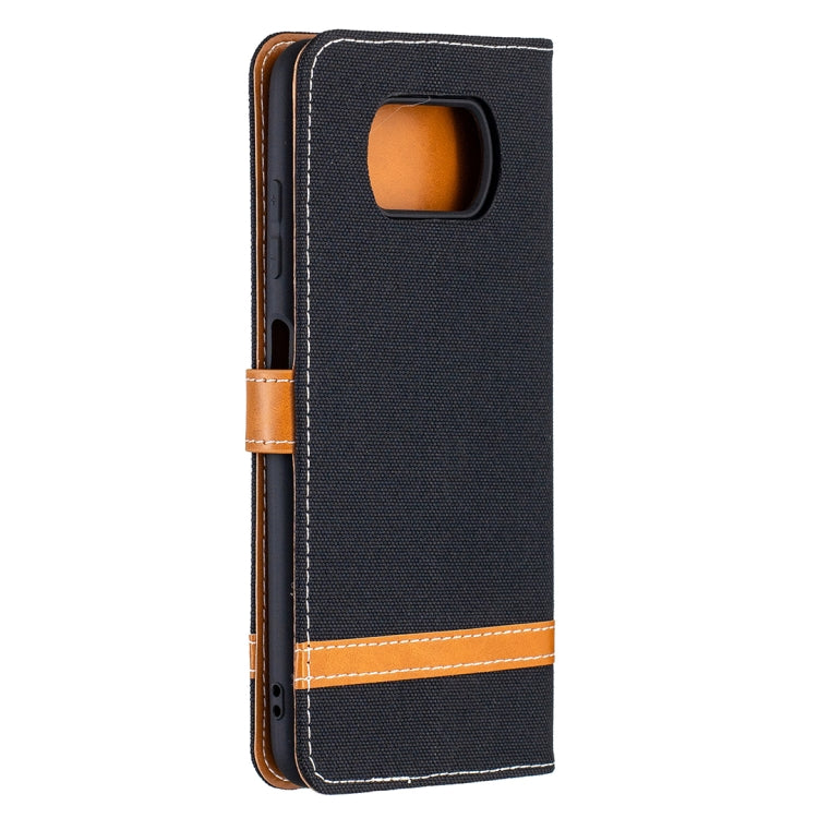 For Xiaomi Mi Poco X3 Color Matching Denim Texture Leather Case with Holder & Card Slots & Wallet & Lanyard