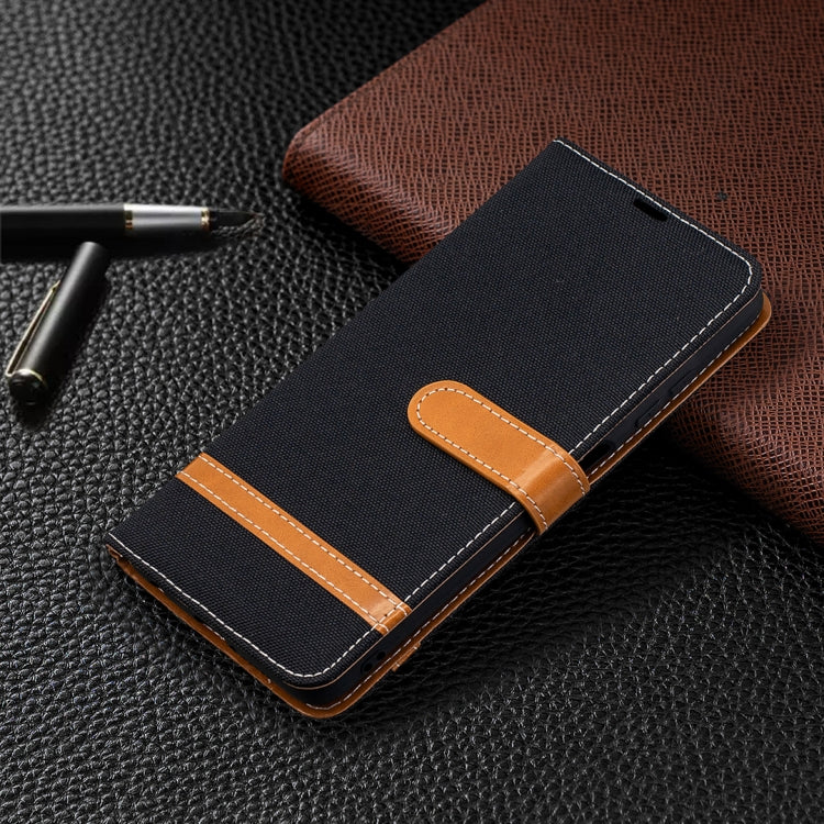 For Xiaomi Mi Poco X3 Color Matching Denim Texture Leather Case with Holder & Card Slots & Wallet & Lanyard
