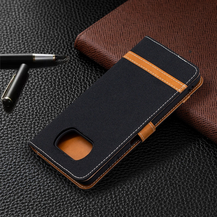 For Xiaomi Mi Poco X3 Color Matching Denim Texture Leather Case with Holder & Card Slots & Wallet & Lanyard