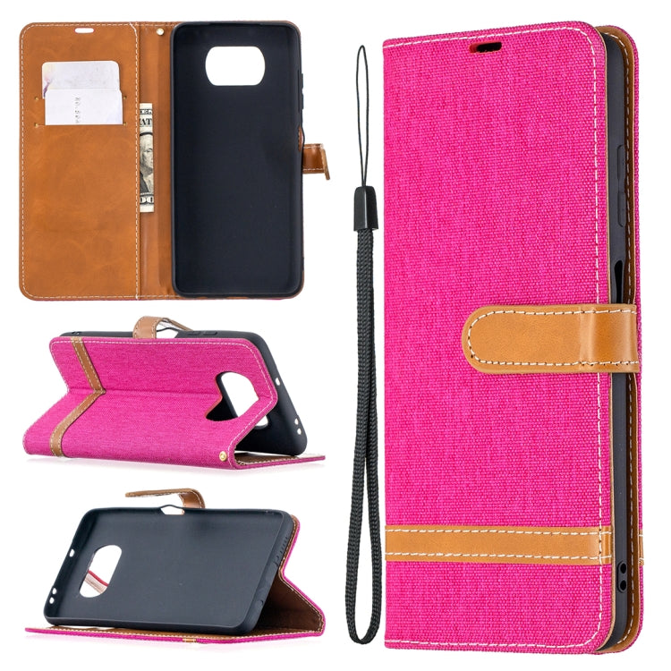 For Xiaomi Mi Poco X3 Color Matching Denim Texture Leather Case with Holder & Card Slots & Wallet & Lanyard