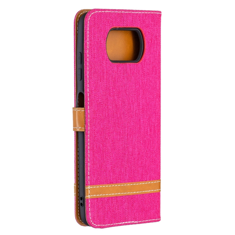 For Xiaomi Mi Poco X3 Color Matching Denim Texture Leather Case with Holder & Card Slots & Wallet & Lanyard