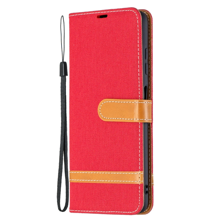 For Xiaomi Mi Poco X3 Color Matching Denim Texture Leather Case with Holder & Card Slots & Wallet & Lanyard