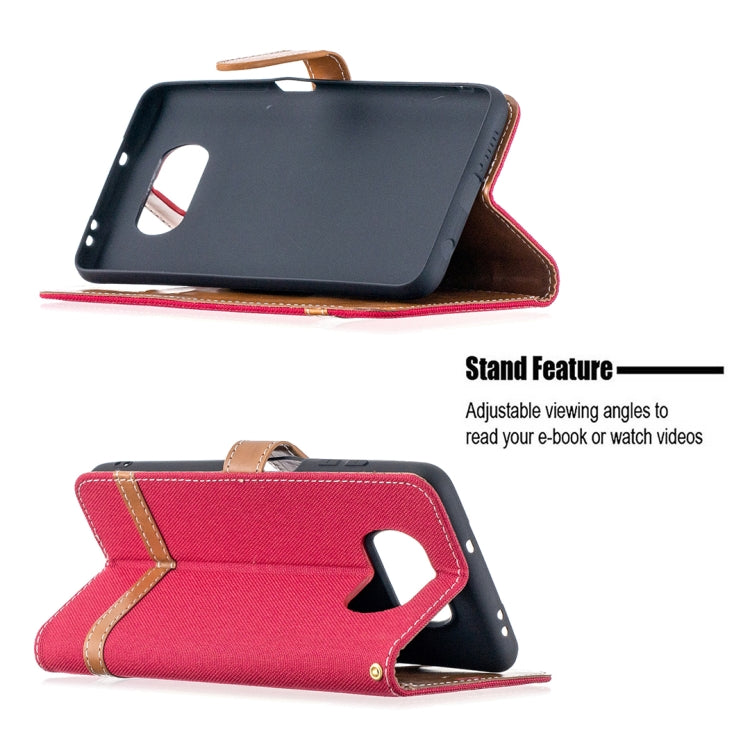 For Xiaomi Mi Poco X3 Color Matching Denim Texture Leather Case with Holder & Card Slots & Wallet & Lanyard