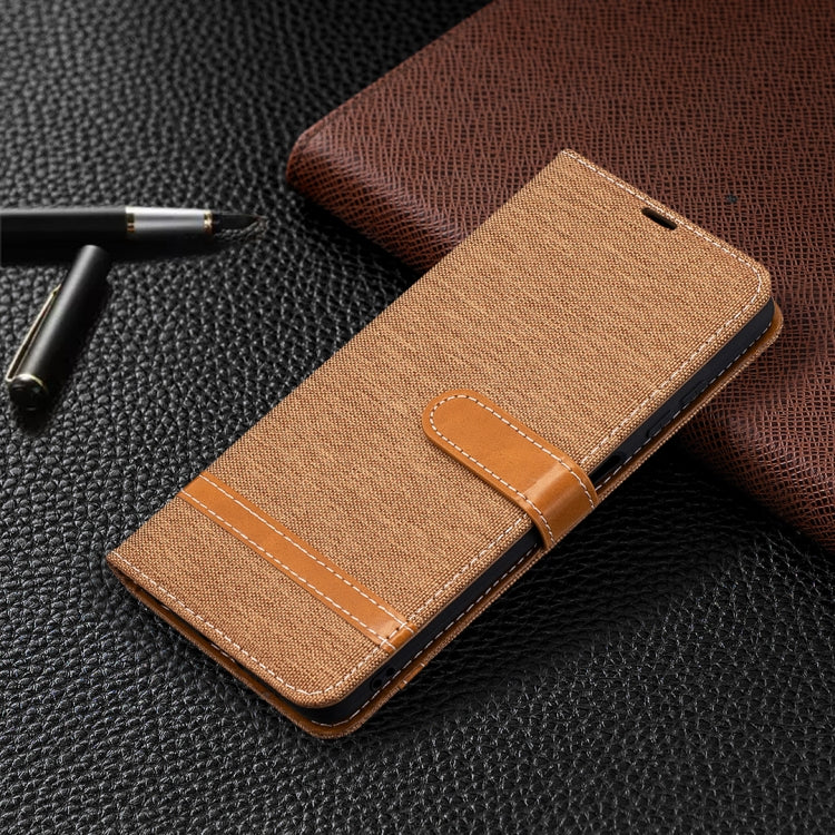 For Xiaomi Mi Poco X3 Color Matching Denim Texture Leather Case with Holder & Card Slots & Wallet & Lanyard