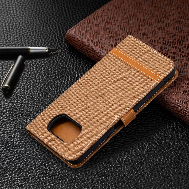 For Xiaomi Mi Poco X3 Color Matching Denim Texture Leather Case with Holder & Card Slots & Wallet & Lanyard