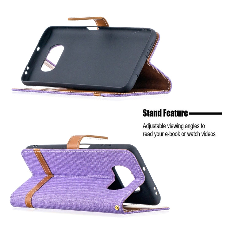 For Xiaomi Mi Poco X3 Color Matching Denim Texture Leather Case with Holder & Card Slots & Wallet & Lanyard