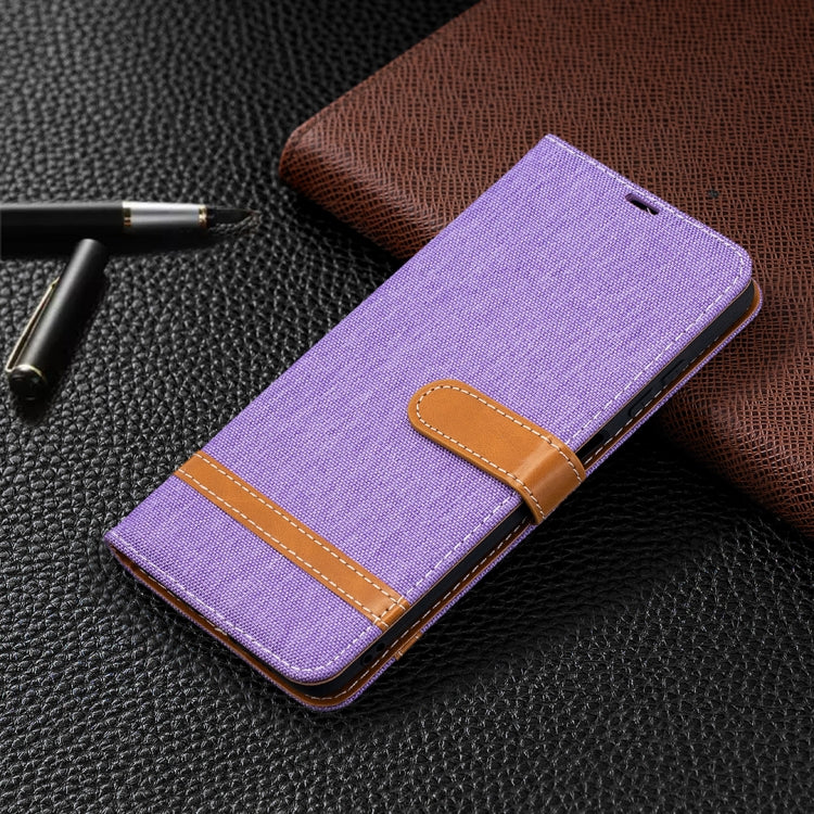 For Xiaomi Mi Poco X3 Color Matching Denim Texture Leather Case with Holder & Card Slots & Wallet & Lanyard