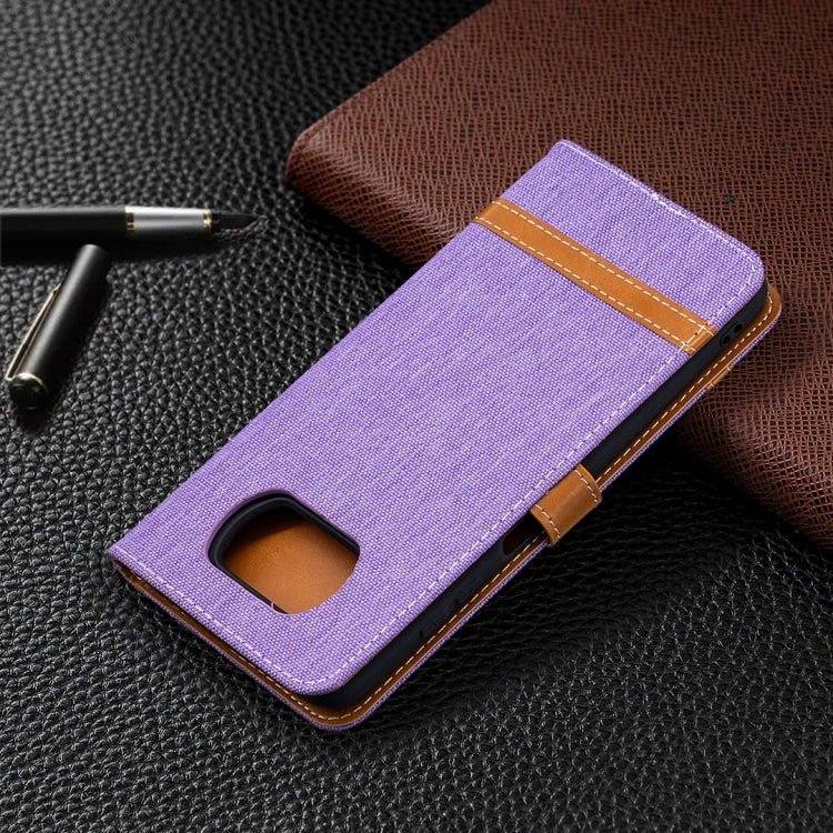For Xiaomi Mi Poco X3 Color Matching Denim Texture Leather Case with Holder & Card Slots & Wallet & Lanyard