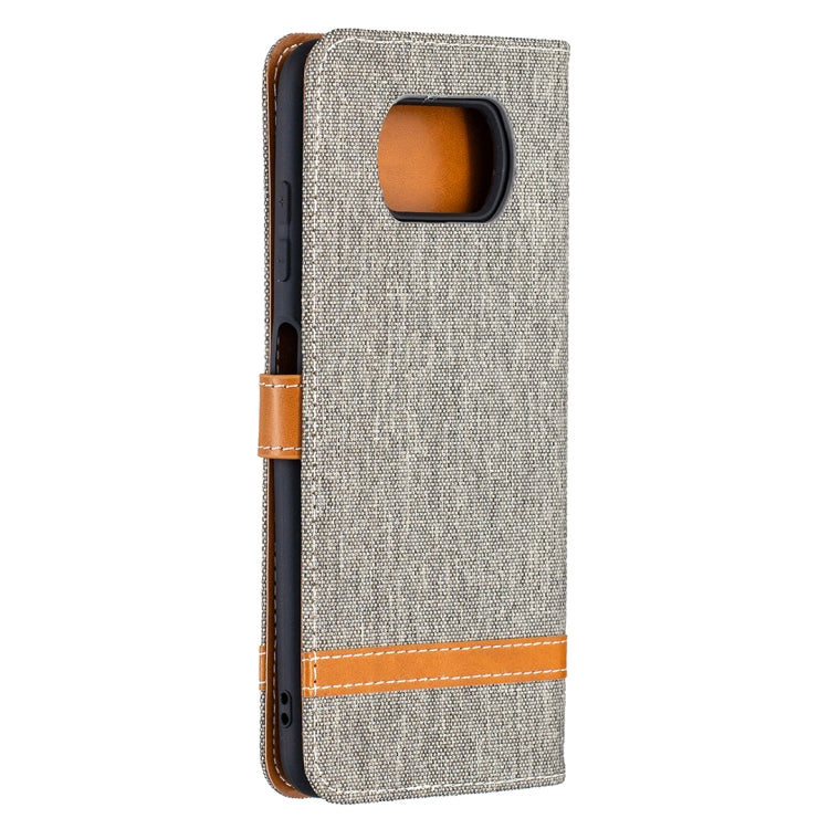 For Xiaomi Mi Poco X3 Color Matching Denim Texture Leather Case with Holder & Card Slots & Wallet & Lanyard