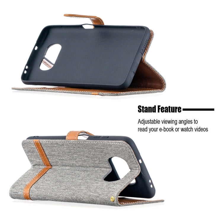 For Xiaomi Mi Poco X3 Color Matching Denim Texture Leather Case with Holder & Card Slots & Wallet & Lanyard