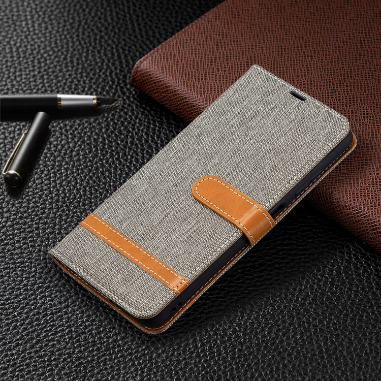 For Xiaomi Mi Poco X3 Color Matching Denim Texture Leather Case with Holder & Card Slots & Wallet & Lanyard