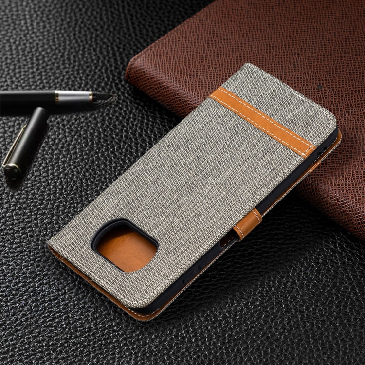 For Xiaomi Mi Poco X3 Color Matching Denim Texture Leather Case with Holder & Card Slots & Wallet & Lanyard