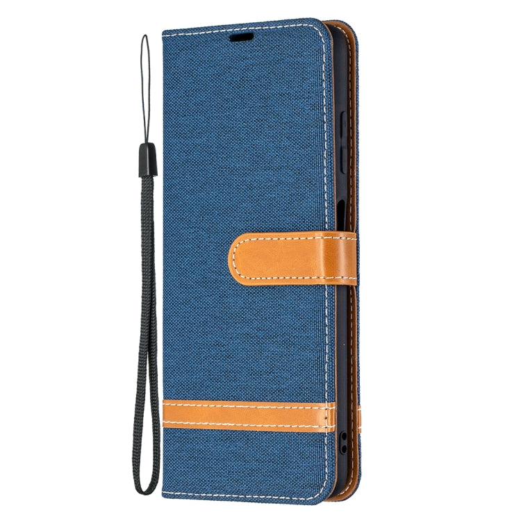 For Xiaomi Mi Poco X3 Color Matching Denim Texture Leather Case with Holder & Card Slots & Wallet & Lanyard