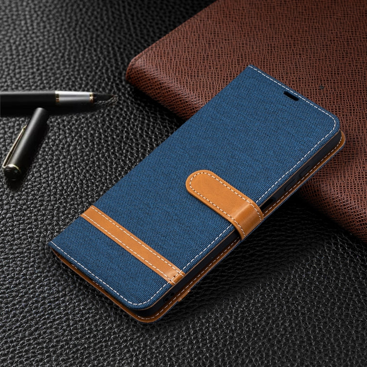 For Xiaomi Mi Poco X3 Color Matching Denim Texture Leather Case with Holder & Card Slots & Wallet & Lanyard